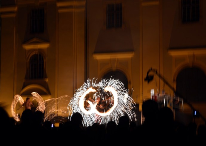 These firedancers are thousands of miles away from tropical beaches but are just as intense